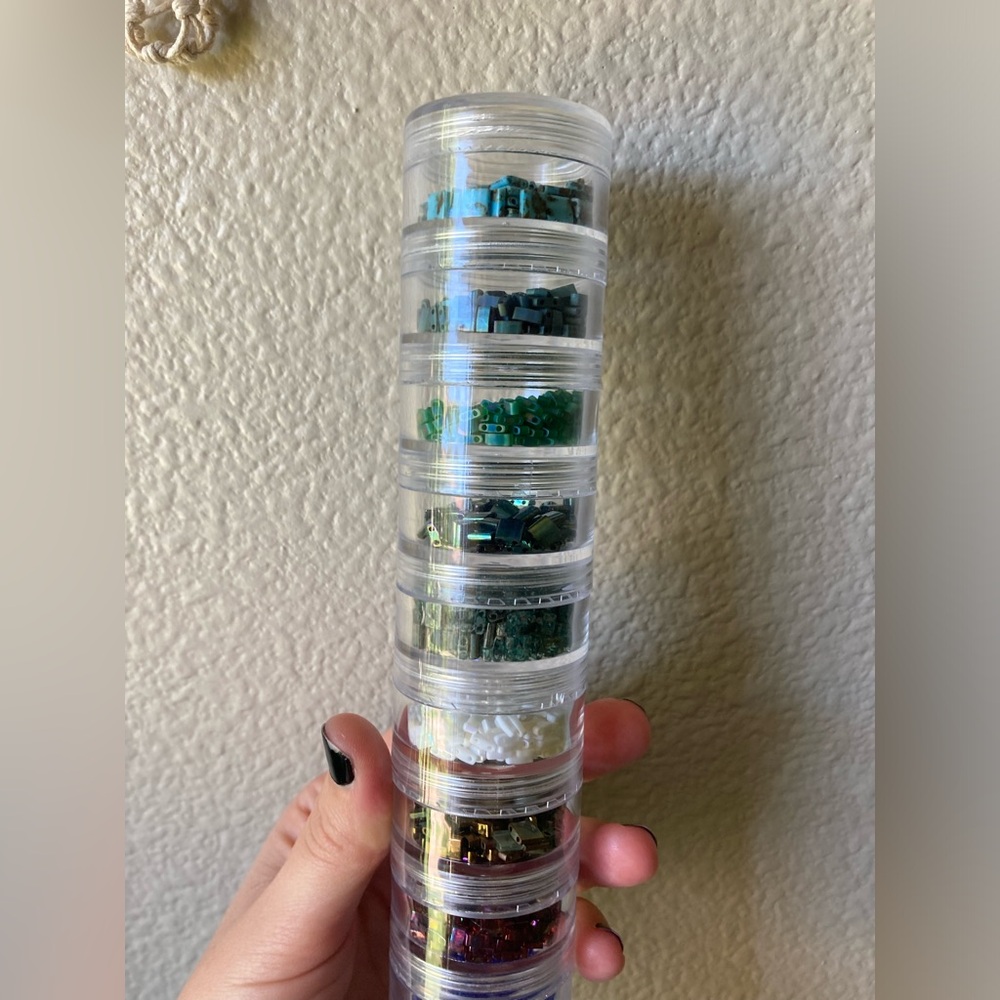 Japanese Glass Tila Bead Mix With Stackable Clear Storage Container - Picture 14 of 16